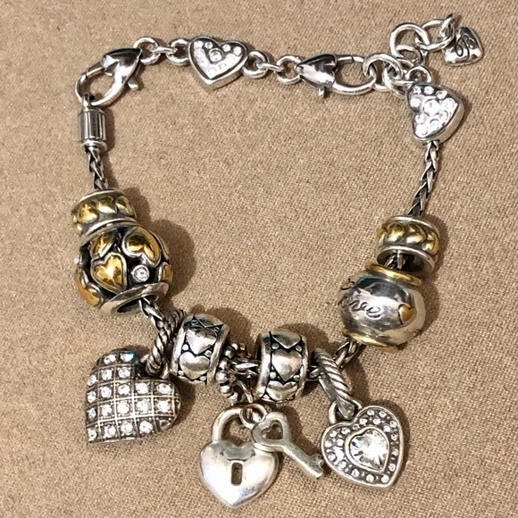 Two Brighton Hearts spacers in Silver-gold Narrow silver beads with gold hearts - Picture 7 of 8